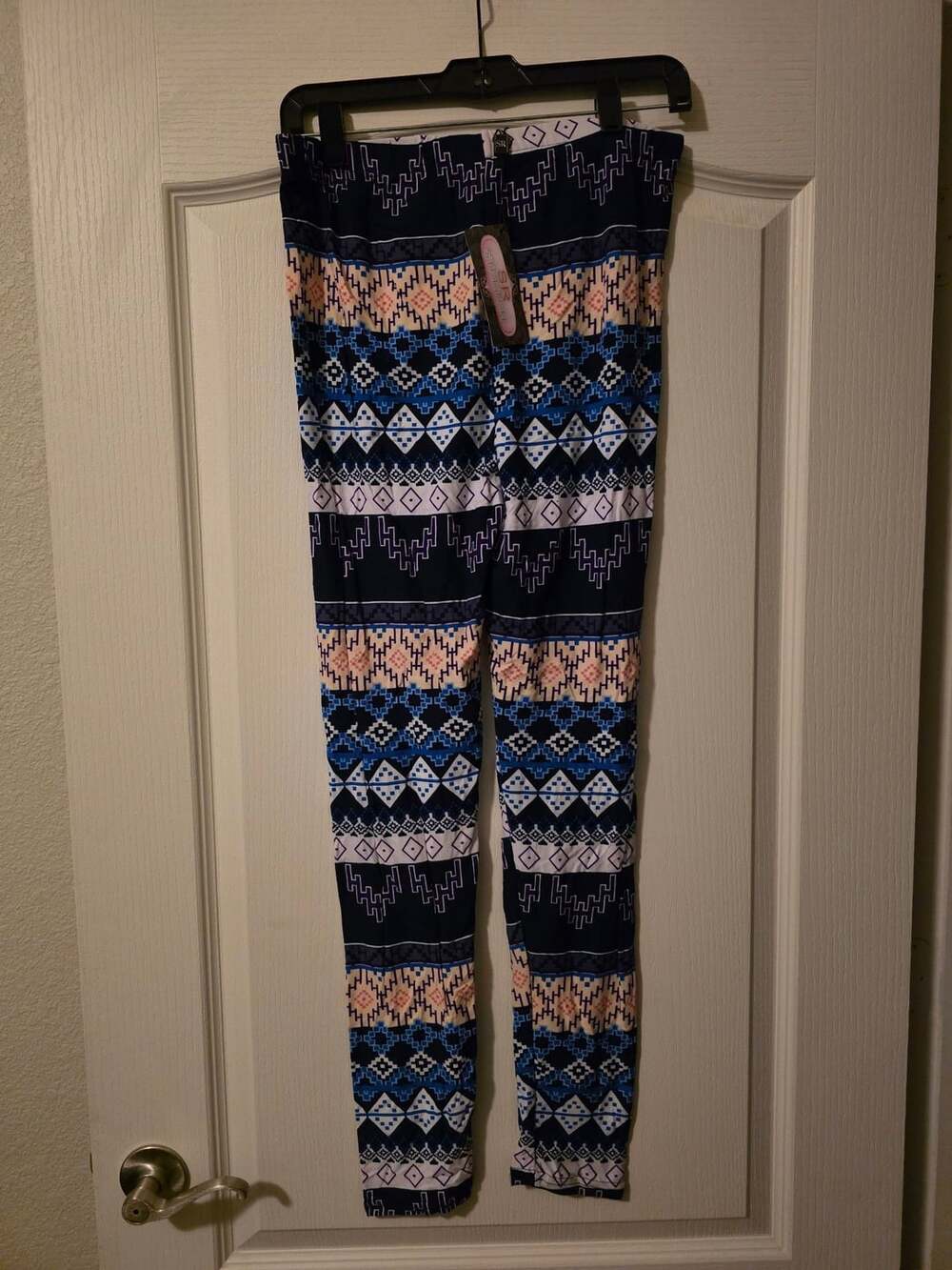 NWT SR Stretch Leggings Size XXL Blue Aztec Print Soft Rayon Spandex